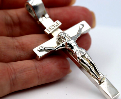 Genuine Very Large Super Heavy Huge Sterling Silver 925 Crucifix Cross Pendant 31g