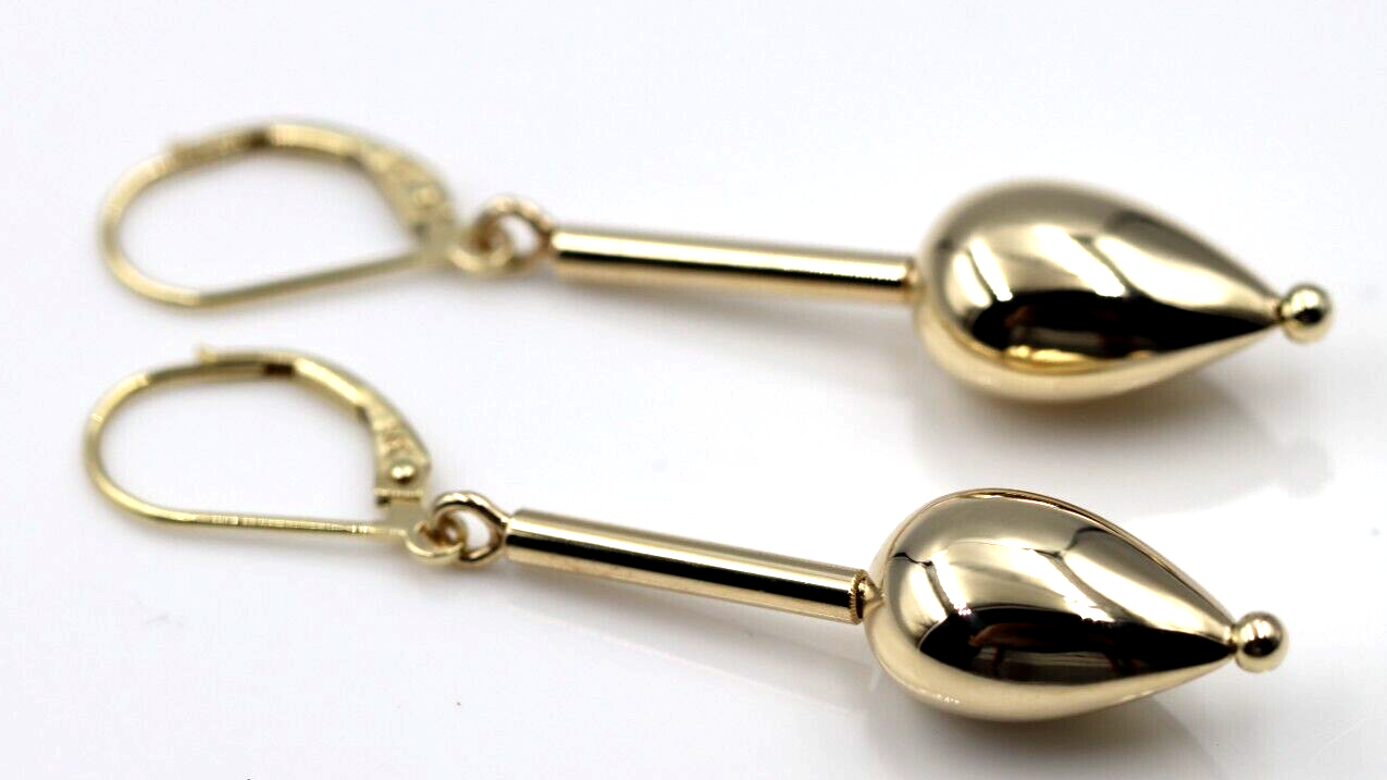 Genuine 9ct 9k 375 Yellow, Rose or White Gold Large Teardrop Dangle Continental Hook Earrings