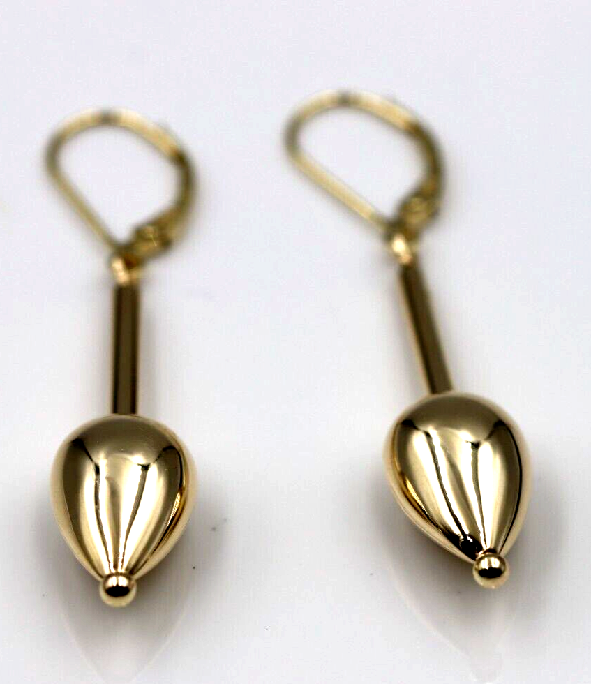 Genuine 9ct 9k 375 Yellow, Rose or White Gold Large Teardrop Dangle Continental Hook Earrings