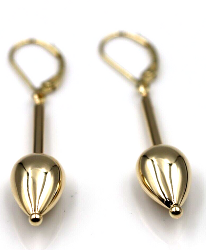 Genuine 9ct 9k 375 Yellow, Rose or White Gold Large Teardrop Dangle Continental Hook Earrings