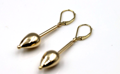 Genuine 9ct 9k 375 Yellow, Rose or White Gold Large Teardrop Dangle Continental Hook Earrings