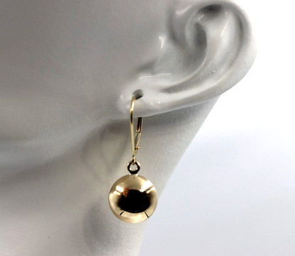 Genuine 9k 9ct 375 Yellow, Rose or White Gold Disc Earrings 12mm Round Continental Hook Earrings