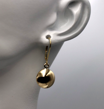 Genuine 9k 9ct 375 Yellow, Rose or White Gold Disc Earrings 12mm Round Continental Hook Earrings