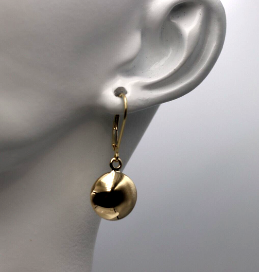 Genuine 9k 9ct 375 Yellow, Rose or White Gold Disc Earrings 12mm Round Continental Hook Earrings
