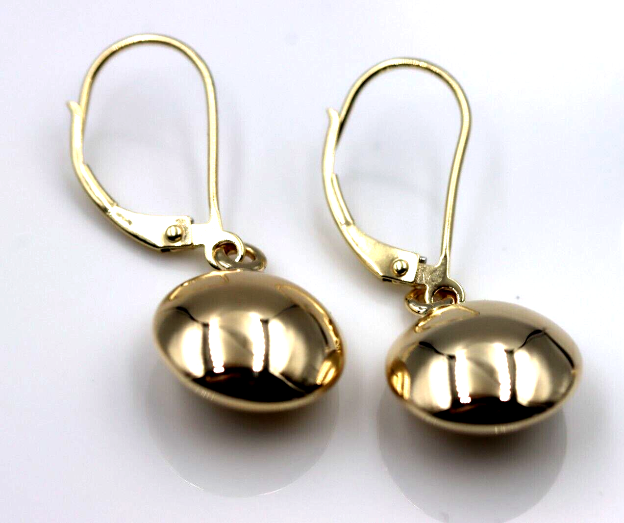 Genuine 9k 9ct 375 Yellow, Rose or White Gold Disc Earrings 12mm Round Continental Hook Earrings