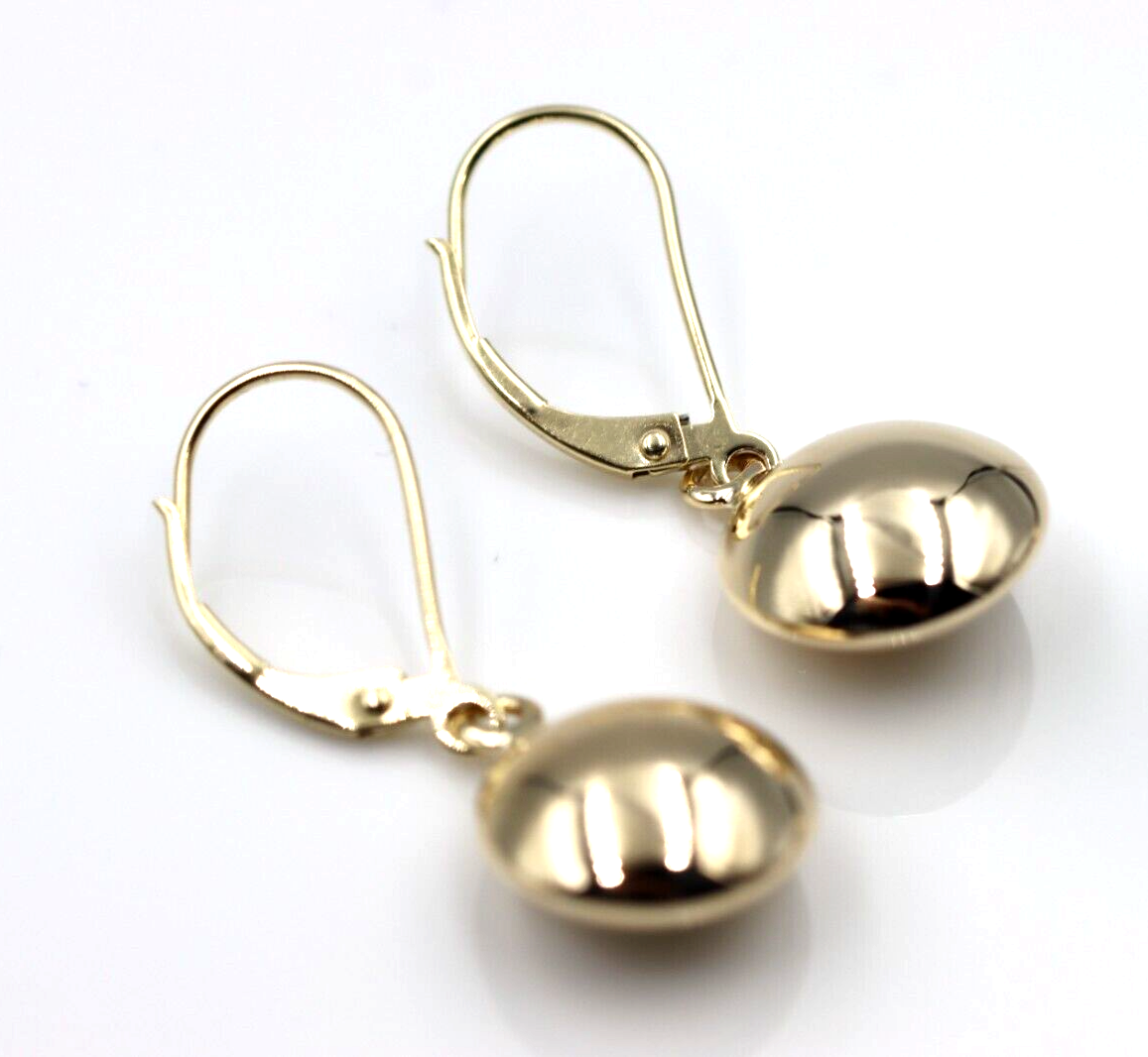 Genuine 9k 9ct 375 Yellow, Rose or White Gold Disc Earrings 12mm Round Continental Hook Earrings