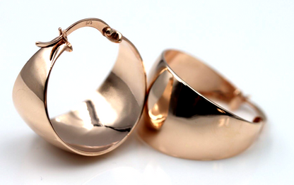 Genuine 9ct Heavy Large Wide Yellow, Rose or White Gold Hoop Full Solid Earrings