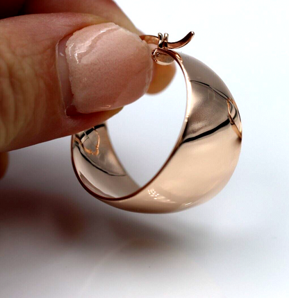 Genuine 9ct Heavy Large Wide Yellow, Rose or White Gold Hoop Full Solid Earrings