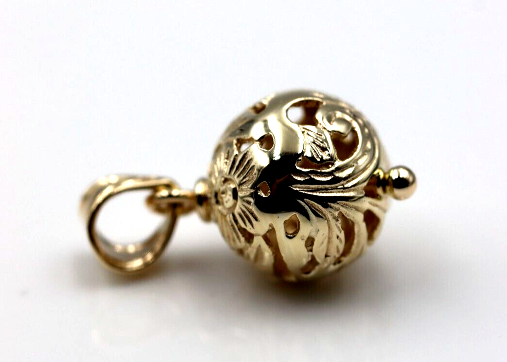 Kaedesigns Genuine 9ct 9K 375 Yellow, Rose or White Gold Flower Filigree Ball 14mm Pendant
