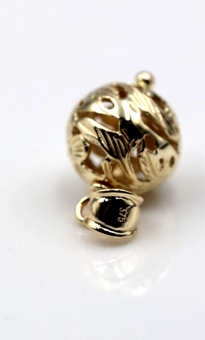 Kaedesigns Genuine 9ct 9K 375 Yellow, Rose or White Gold Flower Filigree Ball 14mm Pendant
