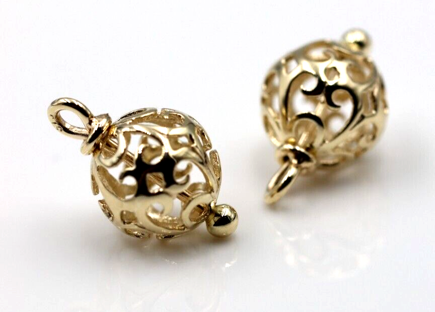 Kaedesigns 9ct 9K 375 Yellow, Rose or White Gold 10mm Filigree Flower Balls Charm Earrings