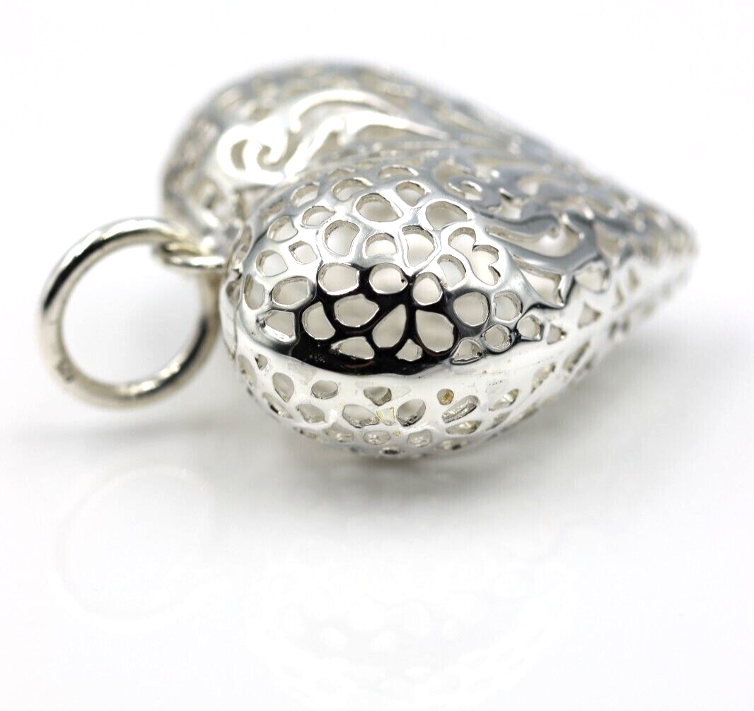 Genuine New Sterling Silver 925 Huge Heavy Large Filigree Heart Pendant