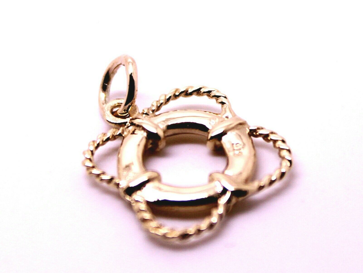 Genuine 9ct 9k 375 Yellow or Rose or White Gold Life Ring Nautical Pendant