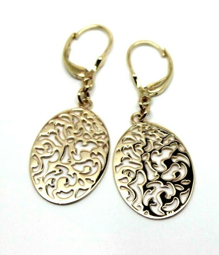 Continental Hooks 9ct Solid Yellow, Rose or White Gold Antique Oval Filigree Drop Earrings
