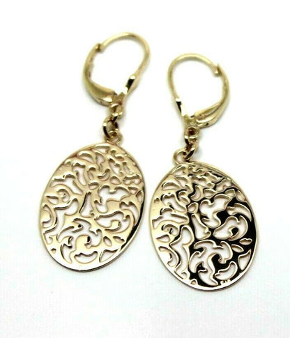 Continental Hooks 9ct Solid Yellow, Rose or White Gold Antique Oval Filigree Drop Earrings