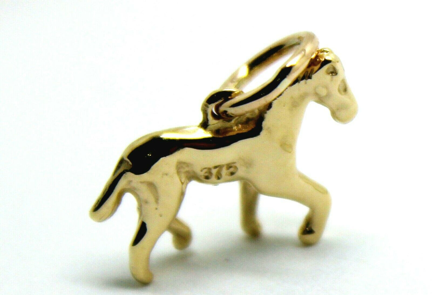 Genuine 9ct Yellow or Rose or White Gold Small 3D Horse Pendant or Charm