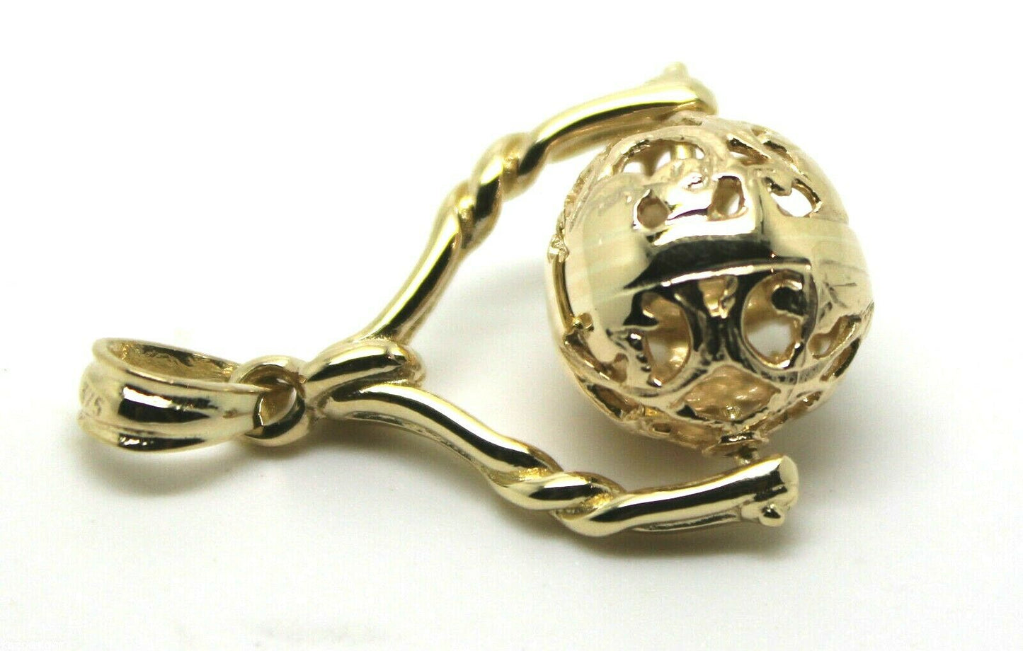 Genuine 9ct 9kt 375 Yellow, Rose Or White Gold 12mm Filigree Ball Spinner Pendant