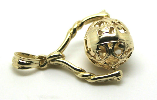 Genuine 9ct 9kt 375 Yellow, Rose Or White Gold 12mm Filigree Ball Spinner Pendant