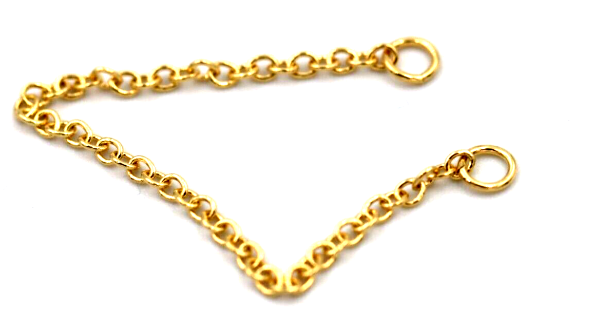 Genuine 9ct Yellow, Rose or White Gold or Sterling Silver or GP Belcher Safety Chain Polished for bracelet