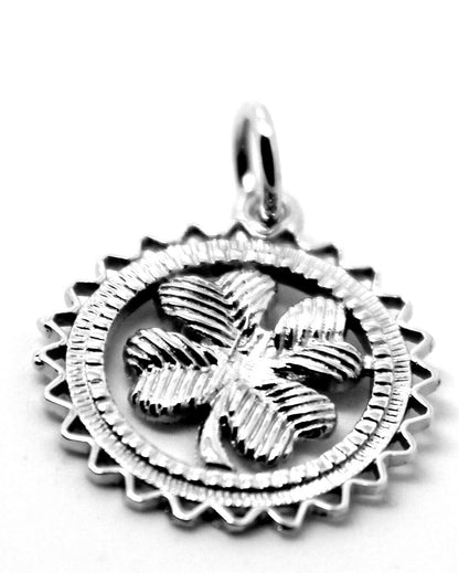 Genuine Sterling Silver 925 or Yellow or Rose Gold Plated Four Leaf Clover Pendant