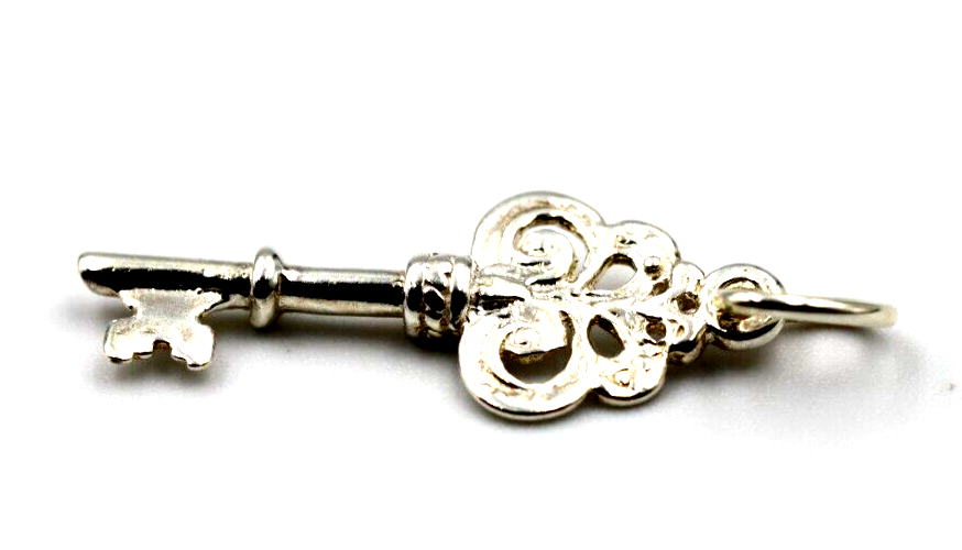 Sterling Silver 925 Fancy Key 18th or 21st Pendant Or Charm