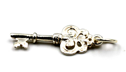 Sterling Silver 925 Fancy Key 18th or 21st Pendant Or Charm