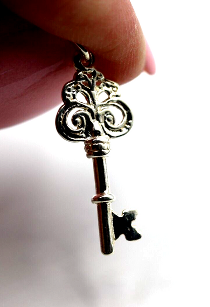 Sterling Silver 925 Fancy Key 18th or 21st Pendant Or Charm