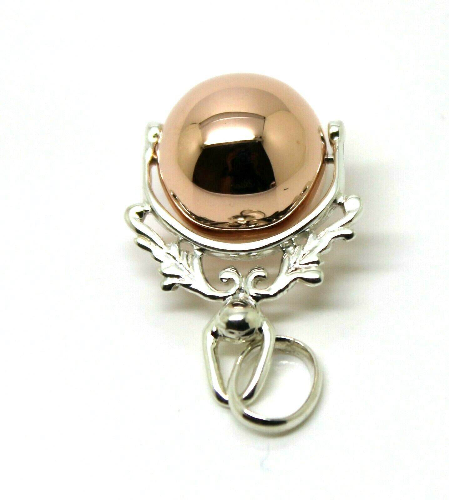 Kaedesigns Genuine 9ct 9kt Rose or Yellow Gold + Solid Silver Spinner Ball Pendant