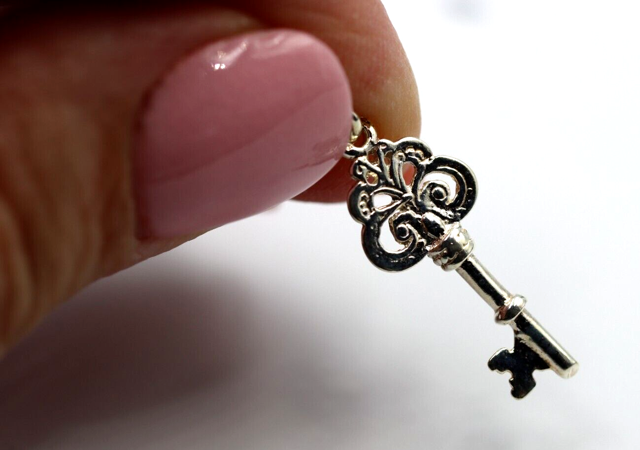 Sterling Silver 925 Fancy Key 18th or 21st Pendant Or Charm