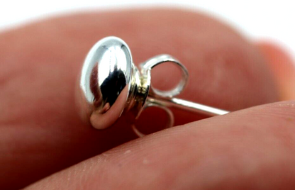 Genuine New Sterling Silver 925 Flat Flattened 6mm Stud Ball Earrings