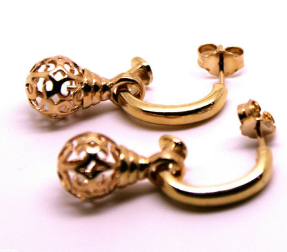 Kaedesigns Genuine 9ct 9k 375 Yellow, Rose or White Gold 10mm Ball Drop Filigree Earrings