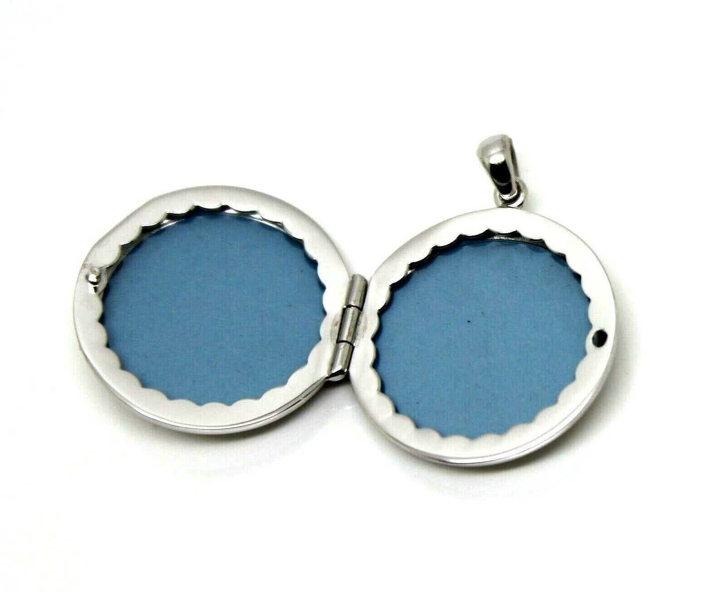 Sterling Silver 925 Large Round Plain Locket With 2 Photos