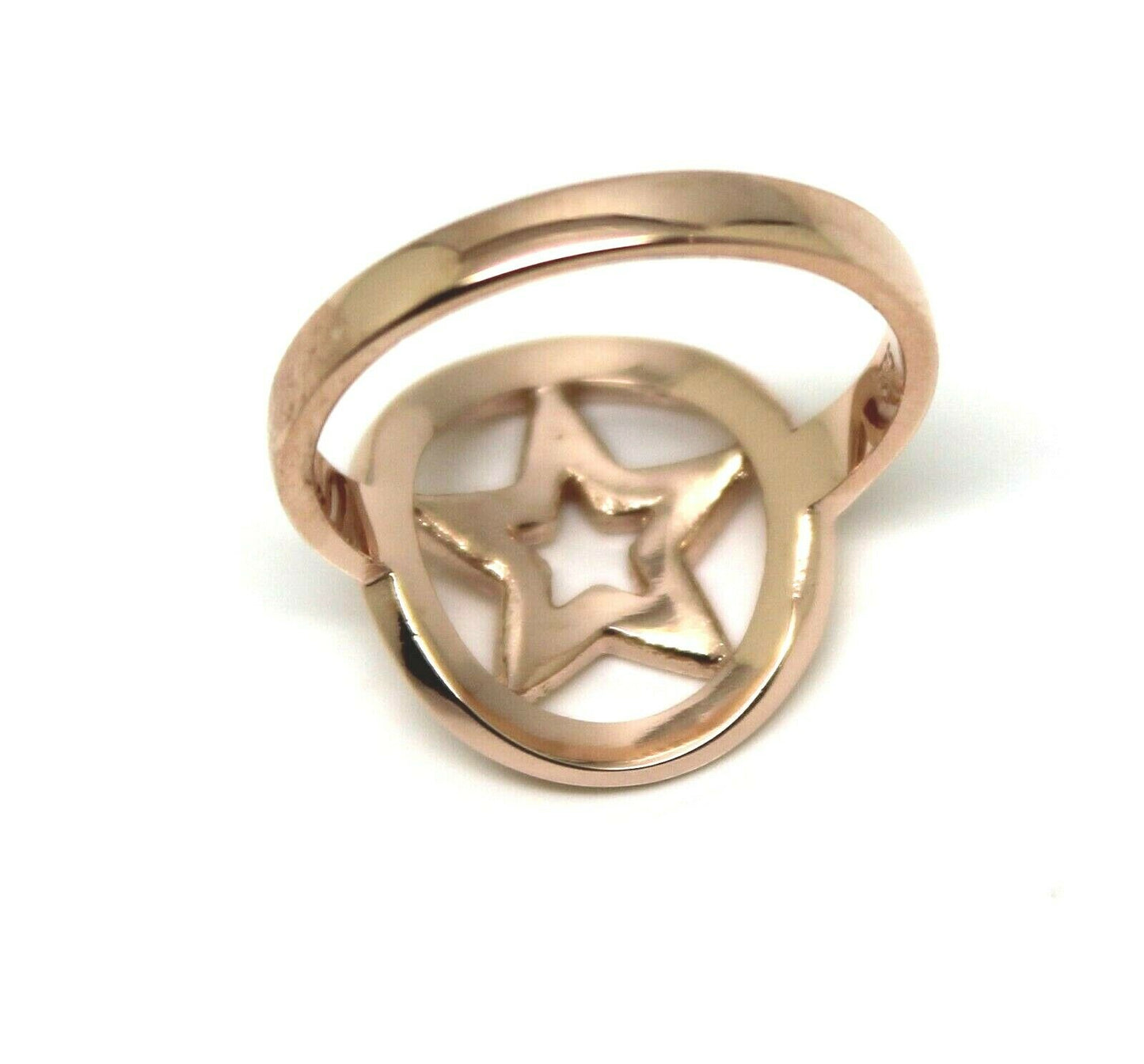 Size M 1/2 -Solid Genuine 9ct Rose Gold Star Circle Dress Ring