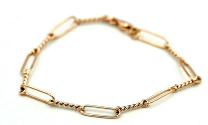 Genuine Handmade 19cm 9ct Yellow, Rose or White Gold Paper Clip Bracelet