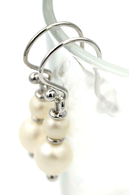 Genuine 9ct 9k 375 Yellow, Rose or White Gold 6mm & 8mm White Pearl With Open hooks Earrings