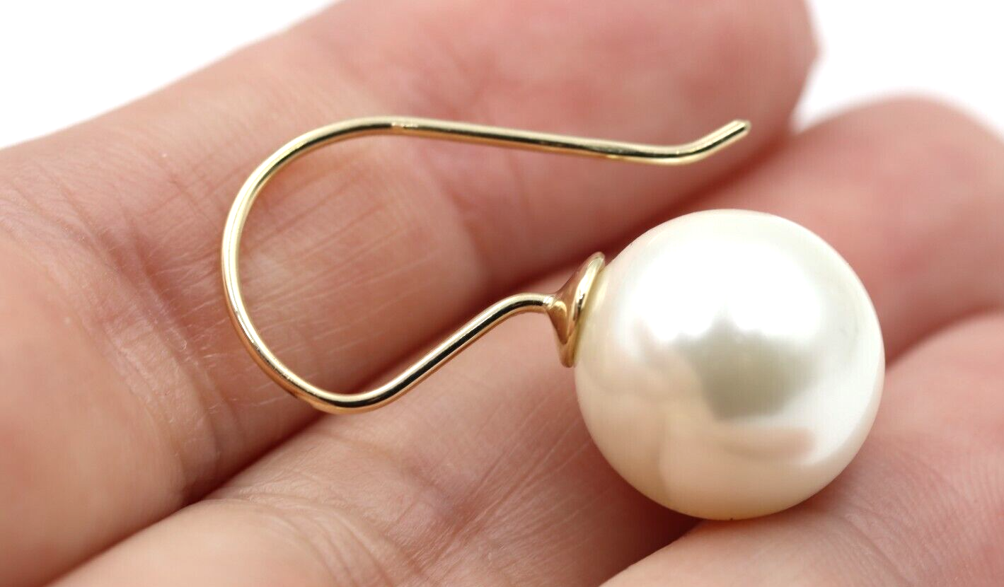Kaedesigns New 9ct 9k Yellow, Rose or White Gold 10mm Shell Pearl Ball Drop Earrings
