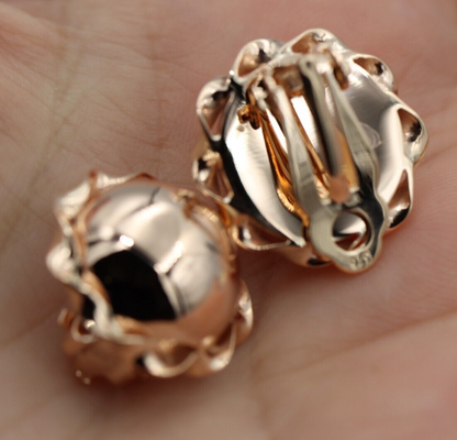 Genuine 9ct 9k 375 Yellow, Rose or White Gold Clip On Large 14mm Twisted Half Ball Round Earrings
