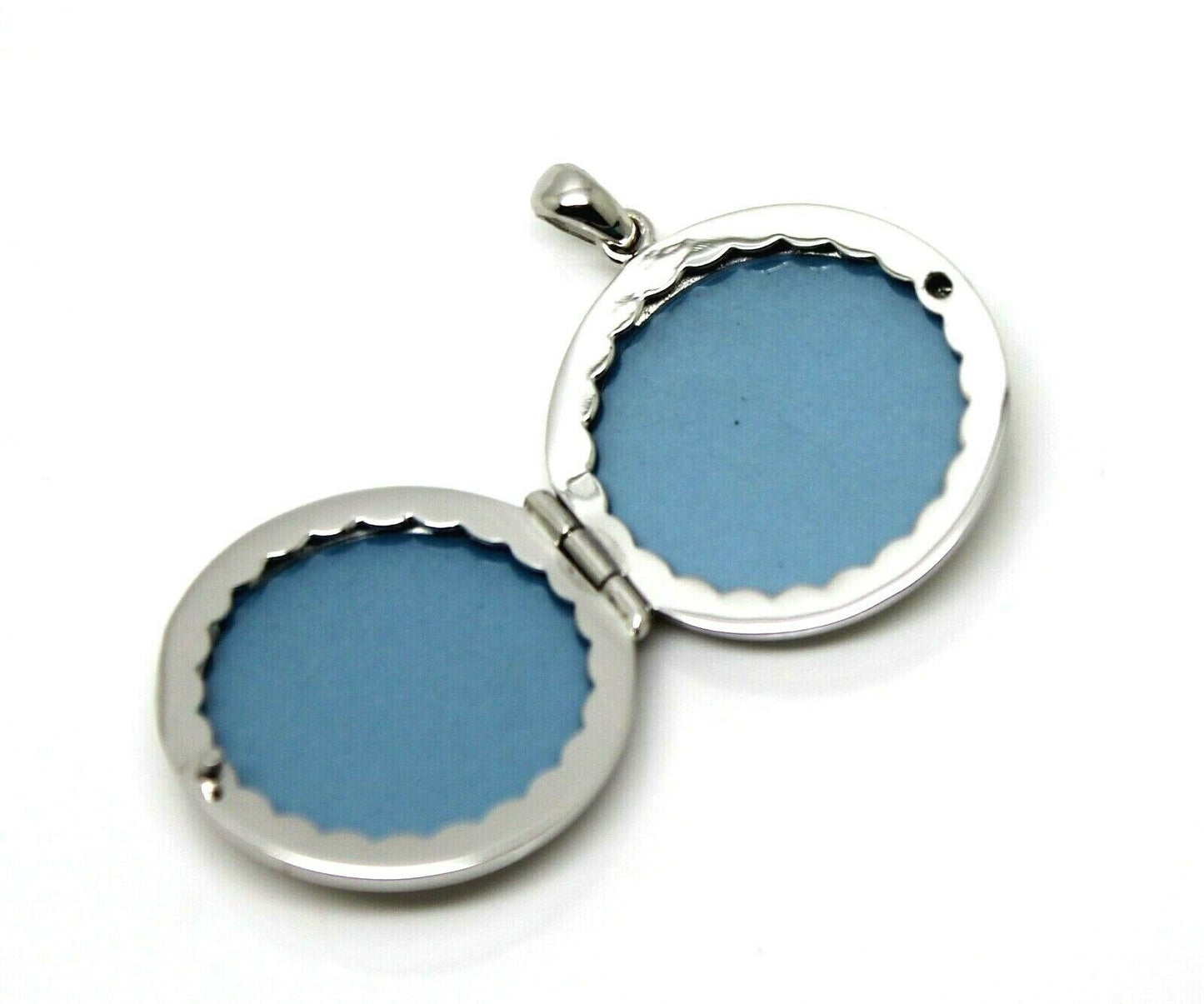 Sterling Silver 925 Large Round Plain Locket With 2 Photos