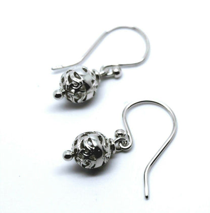 Genuine Heavy 9ct 9k 375 Yellow, Rose Or White Gold 8mm Euro Ball Drop Filigree Earrings