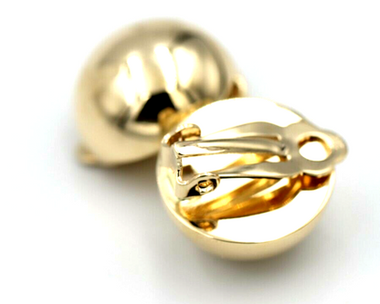 Kaedesigns Genuine 9ct 9k 375 Rose, Yellow Or White Gold Clip On 16mm Half Ball Earrings