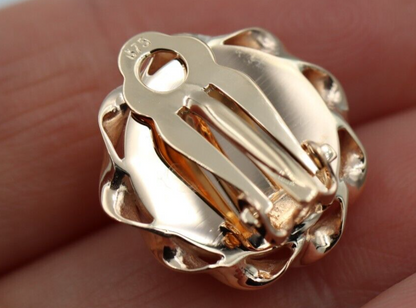Genuine 9ct 9k 375 Yellow, Rose or White Gold Clip On Large 14mm Twisted Half Ball Round Earrings