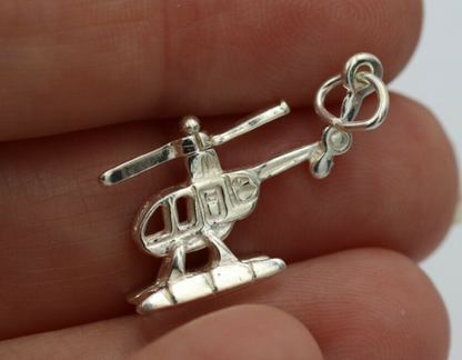 Genuine Sterling Silver 925 Helicopter Chopper Charm or Pendant