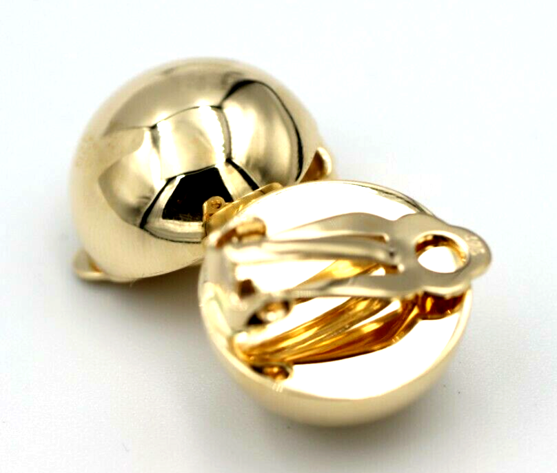 Kaedesigns Genuine 9ct 9k 375 Rose, Yellow Or White Gold Clip On 16mm Half Ball Earrings