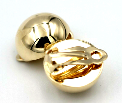 Kaedesigns Genuine 9ct 9k 375 Rose, Yellow Or White Gold Clip On 16mm Half Ball Earrings