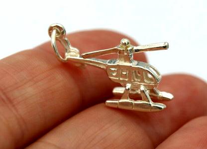 Genuine Sterling Silver 925 Helicopter Chopper Charm or Pendant