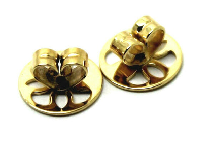 Genuine 9ct or 18ct Yellow or White Gold Filigree Disc Earrings Butterfly Backs