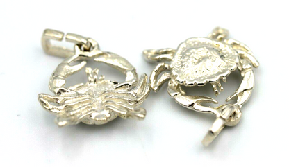Genuine Sterling Silver 925 Solid Crab Cancer Zodiac Pendant  Charm