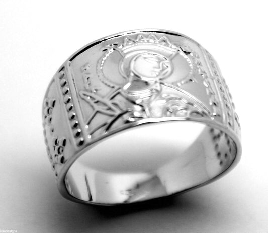 Size T / 9 3/4  Sterling Silver 925 St Saint Catherine Ring