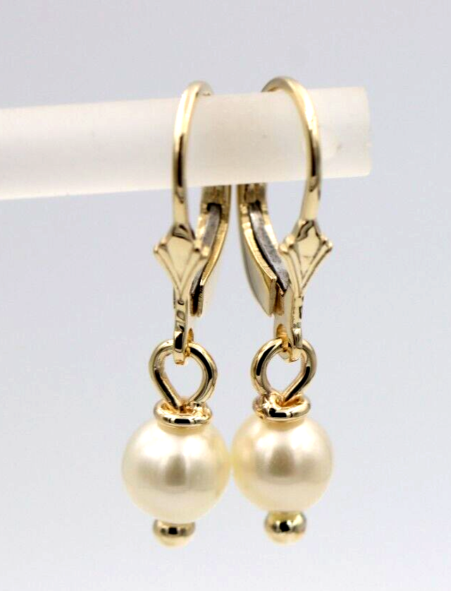Kaedesigns 9ct 9k 375 Yellow, Rose or White Gold 6mm White Pearl Continental Clip Earrings