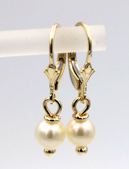 Kaedesigns 9ct 9k 375 Yellow, Rose or White Gold 6mm White Pearl Continental Clip Earrings